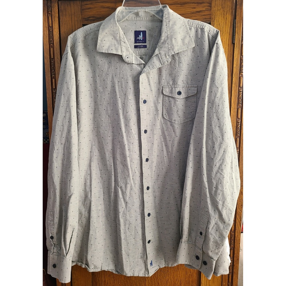 Johnnie-O Mens XXL Light Gray Airplane Print Long Sleeve Button Down JMWL 4820